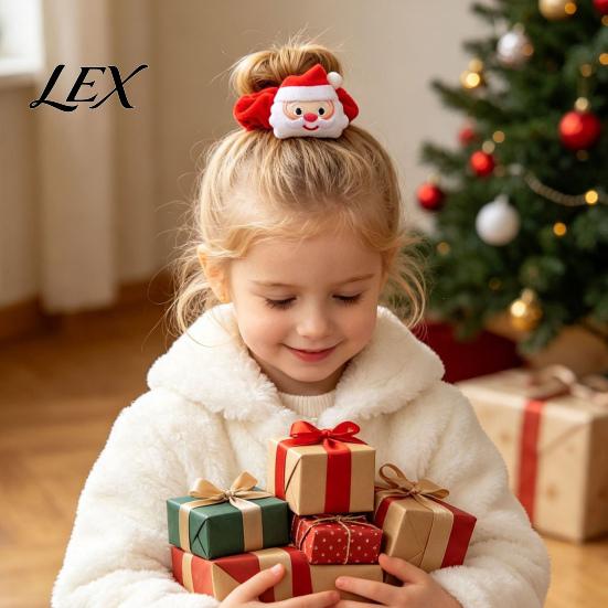 Versatile Hair Accessories for Daily Wear Flannel Christmas Tie Girls, Soft Scrunches with Reindeer/Christmas Tree/Gift/ Santa Scrunchies Party Claus
