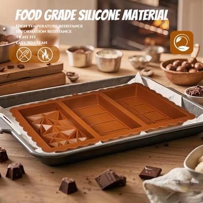 3-in-1 Silicone Chocolate Bar Mold Thick Rectangle Candy Break Apart Molds Dubai Design for DIY Baking Candy Making Gifts