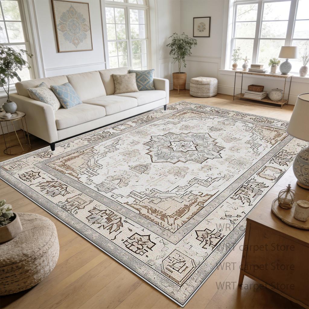 Persian Retro Large Living Room Carpets Cream Color Decoration Non-slip Easy Clean Rug Cloakroom Bedroom 200x300 Floor Mat Sofa