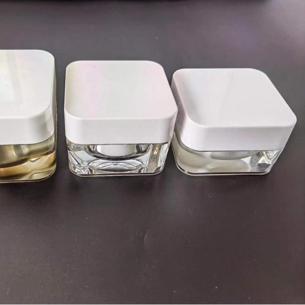 Round Corner Acrylic Cream Jar Set - Includes Square Bottle for Day/Night Cream and Eye Cream.