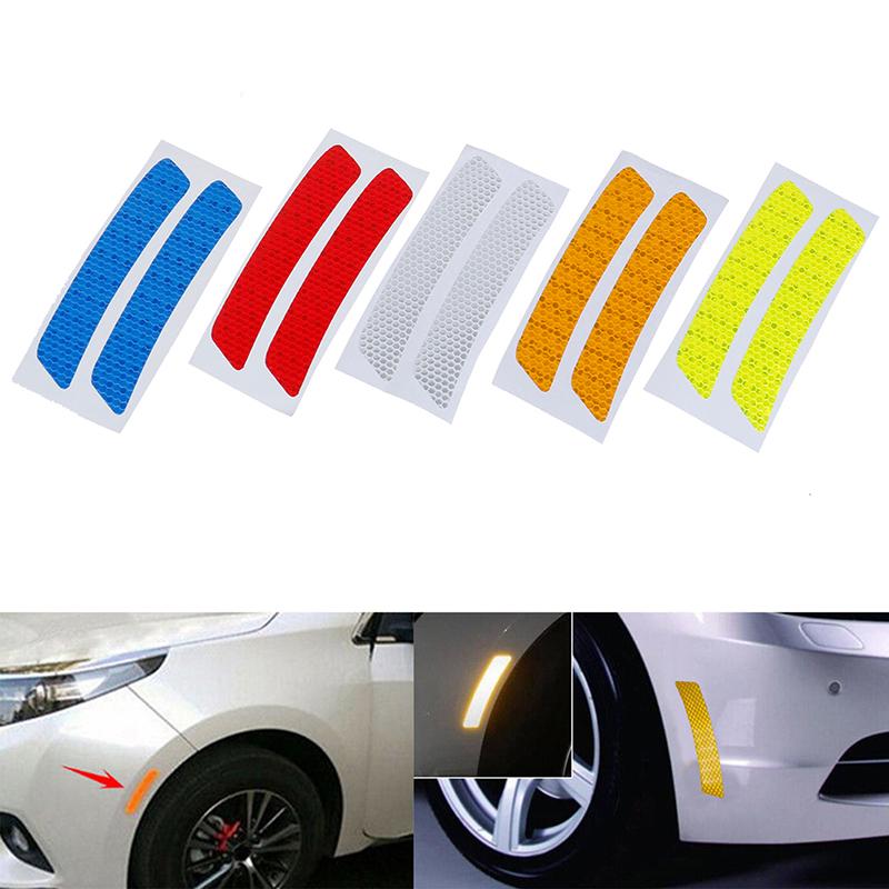 2Pcs Car Bumper Reflective Warning Strip Decal Stickers Auto Accessories