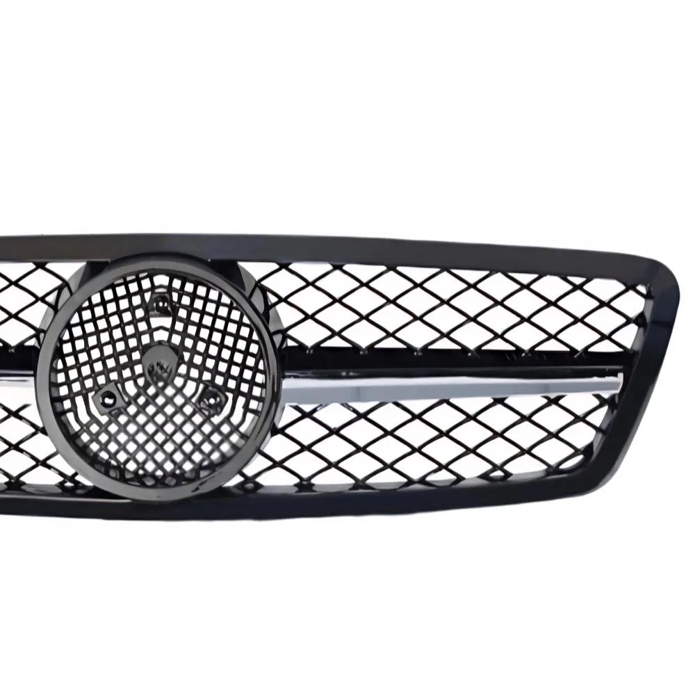 For Mercedes C-Class W203 2000-2006 Front Grill Grille Mesh ABS Black Chrome Car Grille  Tuning Accessories Facelift