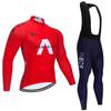 Mens Long Sleeve Cycling Jersey With Bib Pants Set Thermal Fleece Winter Ride Wear Breathable Moisture Wicking