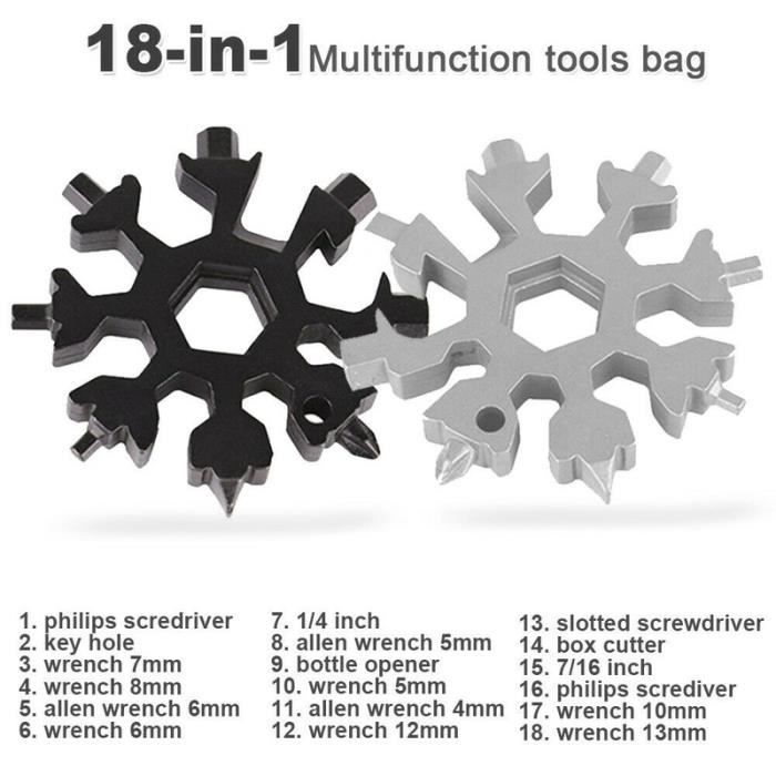 Multifunctional Tool - YWEI - Snowflake 18-in-1 - Stainless Steel - Portable - Lightweight