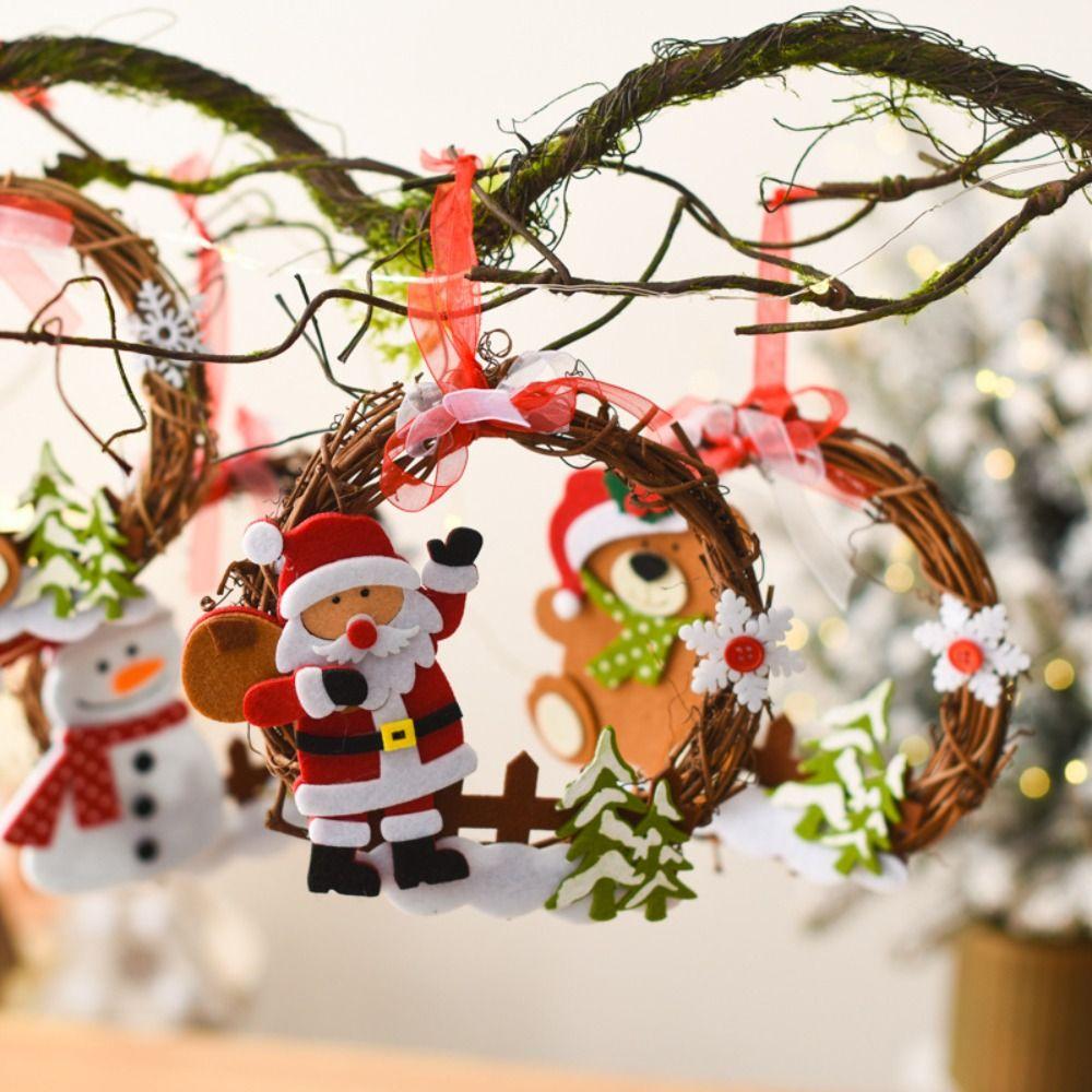 DIY Christmas Xmas Wreath Cute Santa Hanging Ornaments Christmas Tree Accessories  Window Props