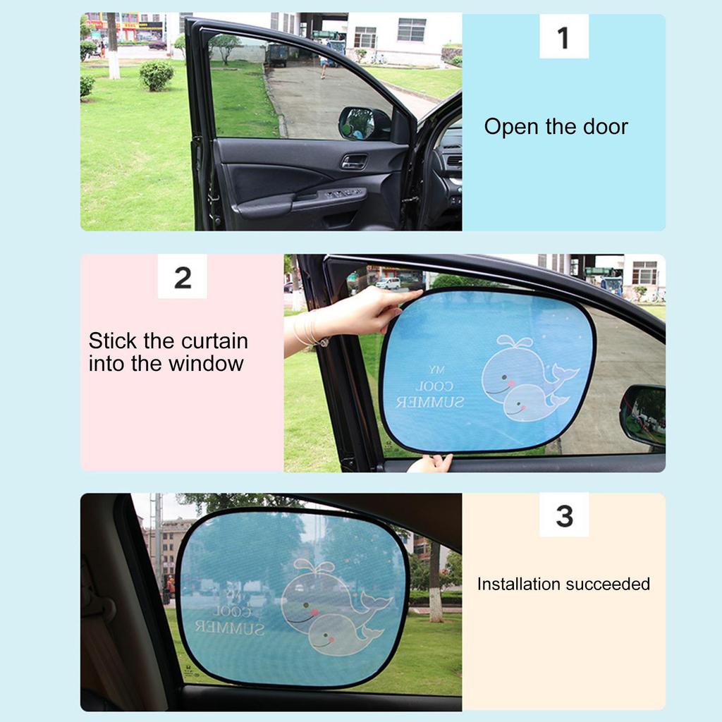 2pcs Car Side Window Sunshade Cartoon Patterned Auto Sun Shades Protector Foldable Car Cover for Baby Child Kids Car Styling