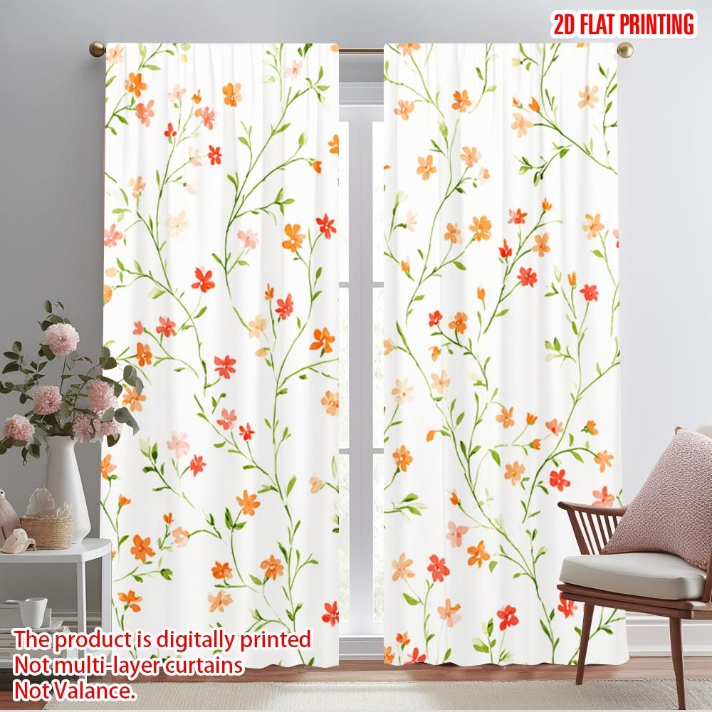 2pcs,2D plane printing Contemporary Curtains Floral Vine Elegance Polyester (without rod) Art Deco Festive Perfect for Bedroom,