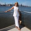 Frühling Sommer Neues Damen Leinen Freizeit Set Einfache Ärmellose Weste + High Waist Rock Zweiteiliges Outfit Europäischer Amerikanischer Stil