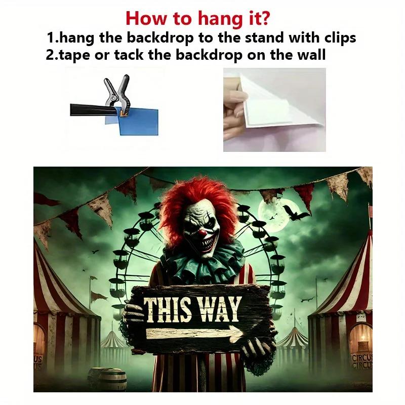Scary Clown Circus Banner Halloween Party Decoration for Indoor and Outdoor Hanging Background Festival Atmosphere Decorations