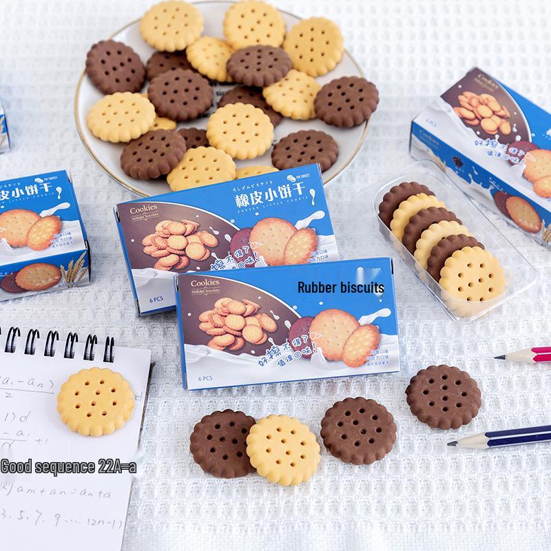 Creative Cartoon Biscuit-Shaped Eraser - Cute Stationery Gift for Kids