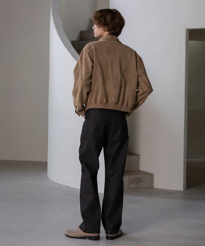 Decoroso Suede Zip-Up Blouson Jacket [Camel]