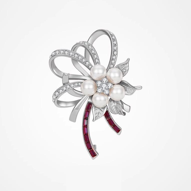 

Цветочная корона жемчужина брошь Высококачественная женская изысканная цветочная брошь Дизайн Sense Niche Роскошная булавка Элегантные аксессуары для костюма