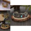 Style Oval Turquoise Bracelet With Vintage Two Tone Leaf Design For Women