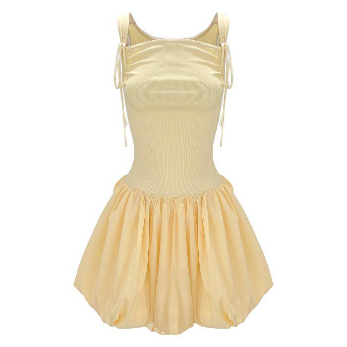 

Французское желтое облегающее платье-майка с пышной юбкой - Летний нишевый дизайн для женщин Small жёлтый