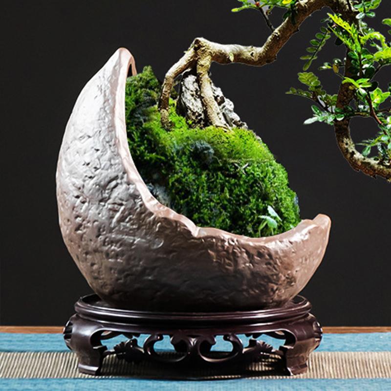 Chińska Fioletowa Piasek Półksiężycowa Doniczka Bonsai, Roślina Kwiatowa, Doniczka Sukulentowa, Wystrój Domu W Stylu Vintage Salon, Dekoracja Pulpitu