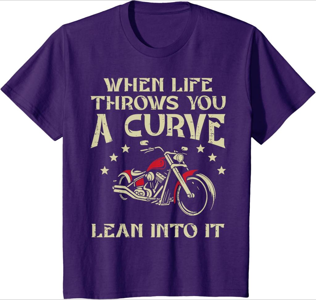 Biker Quand la vie vous réserve une surprise Design motif moto 100% coton Col rond Manches courtes Décontracté Imprimé T-shirt homme