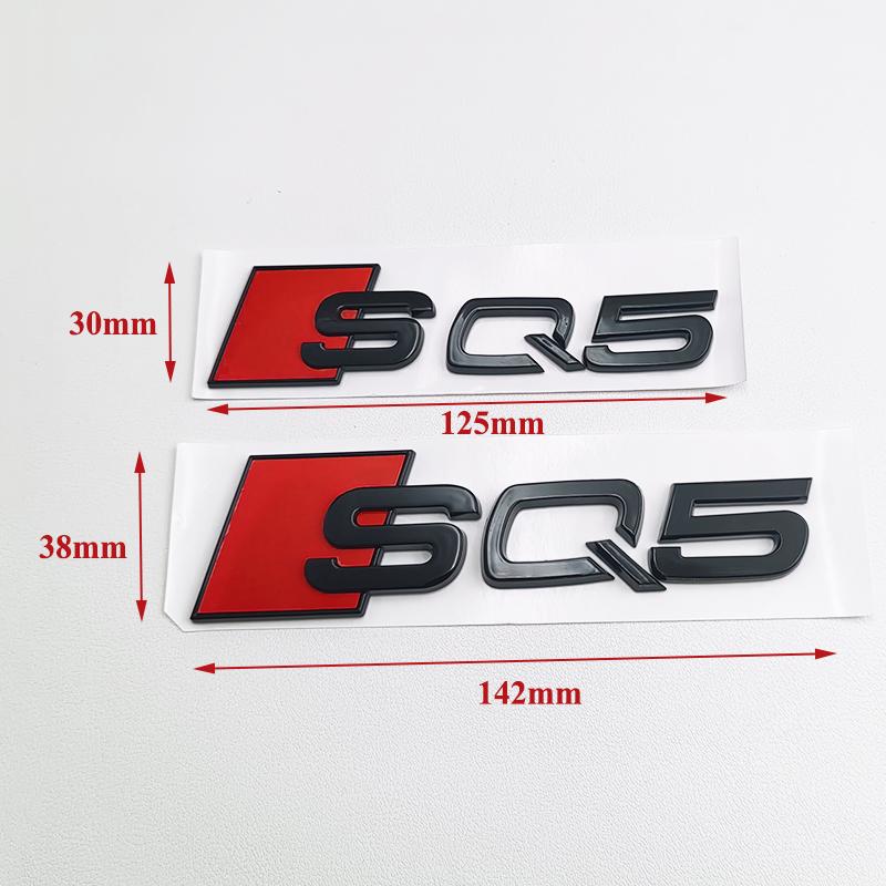 3D ABS Black Audi Logo SQ5 SQ3 SQ8 SQ7 Emblem Letters Sticker Car Rear Trunk Badge Decal For Audi SQ 3 5 7 8 Auto Accrssorie