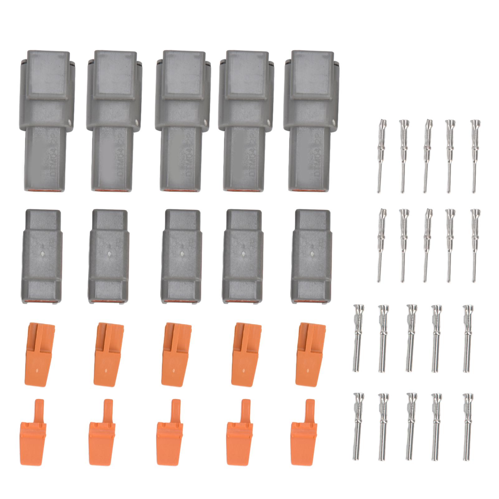 

5 Sets Waterproof Connectors 2 Pin Electrical DTM Connector Kits with Terminals Connector Inserts fo