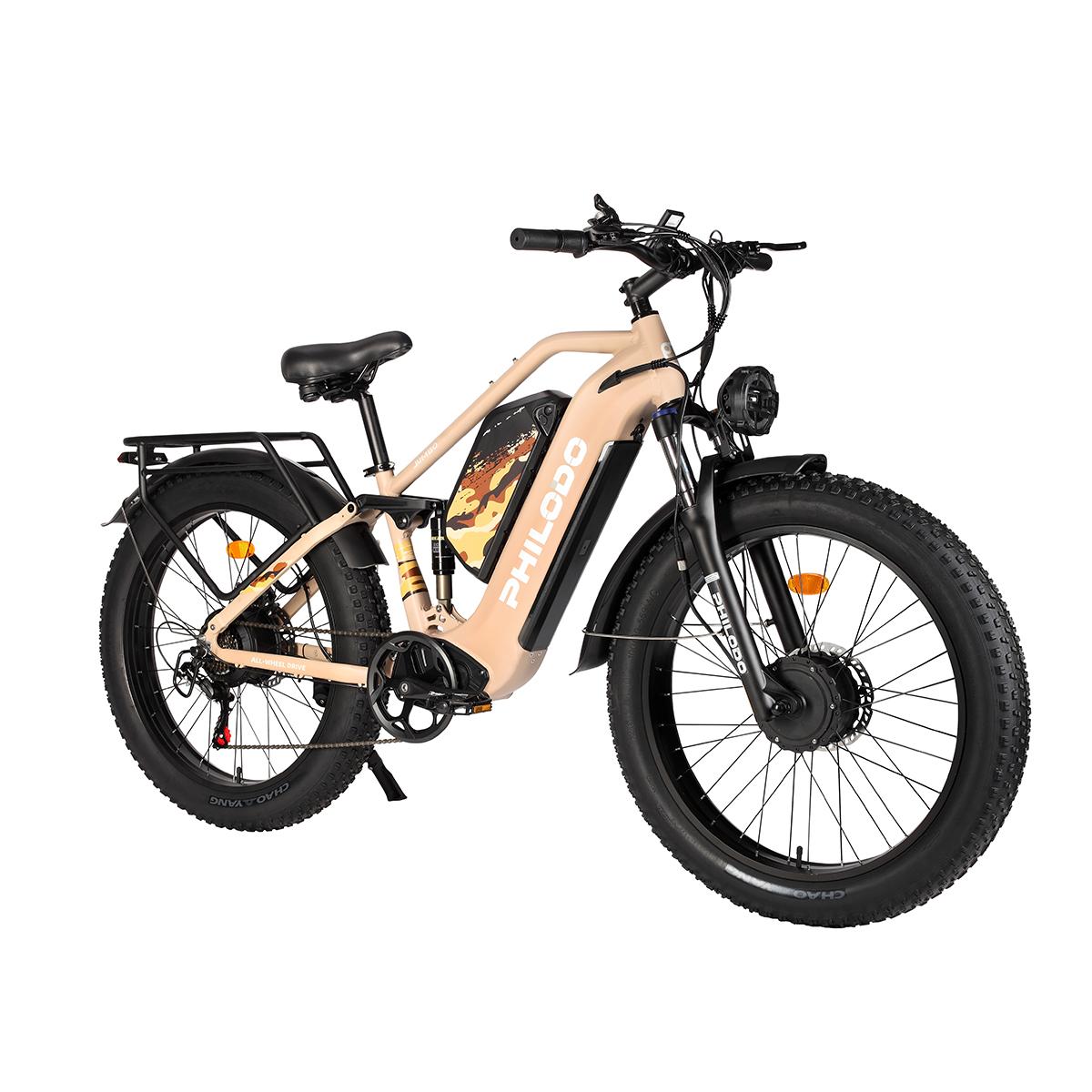PHILODO Jumbo Fully-Suspension Elektrofahrrad, Doppelte 48V 23Ah Akkus gelb