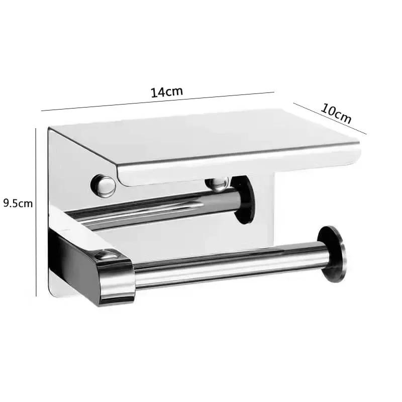 Stainless Steel Toilet Paper Holder with Phone Shelf Bathroom Tissue Holder Toilet Paper Roll Holder