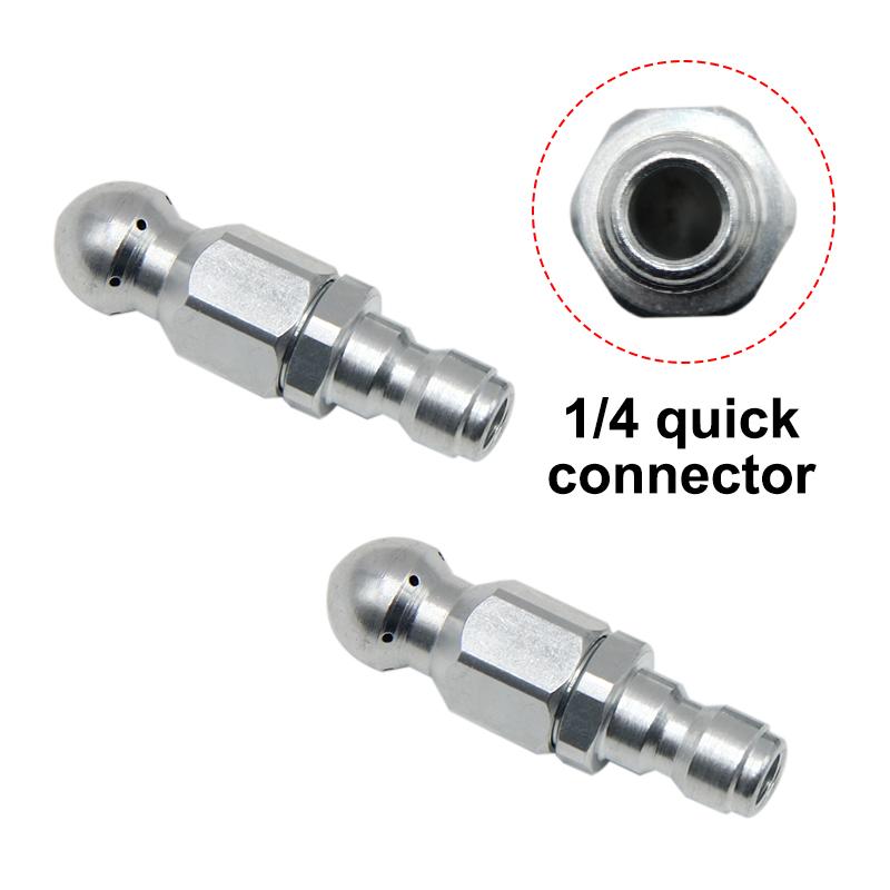 Water Rat Stainless Steel High-pressure Nozzle 1/4 Quick Connect Sewer Clean Drain Unclog Front One Back Six Springler Head