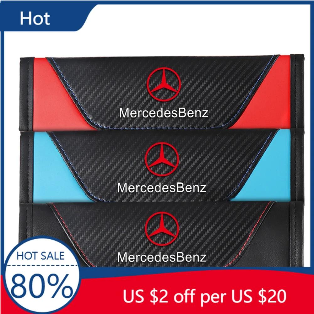 CDW1 Hot 2025 2pcs Seat Belt Covers Car Safety belt cover For Adults Youth Kids Carbon Fiber PU For Benz AMG W202 Auto Accessories In