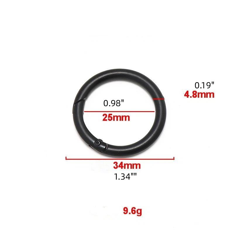 Black Metal Spring O Rings Durable Rustproof Multiple Sizes For Diy Craft Bag Making Keychain Accessories