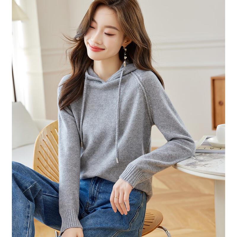 

Srcr Women s 100% Wool Short Hooded Knit Sweater L