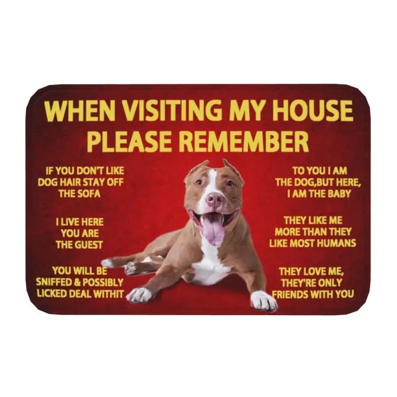 Please Remember Staffordshire Bull Terrier House Rules Doormat Mat Anti-Slip Kitchen Bath Living Room Entrance Rug Carpet