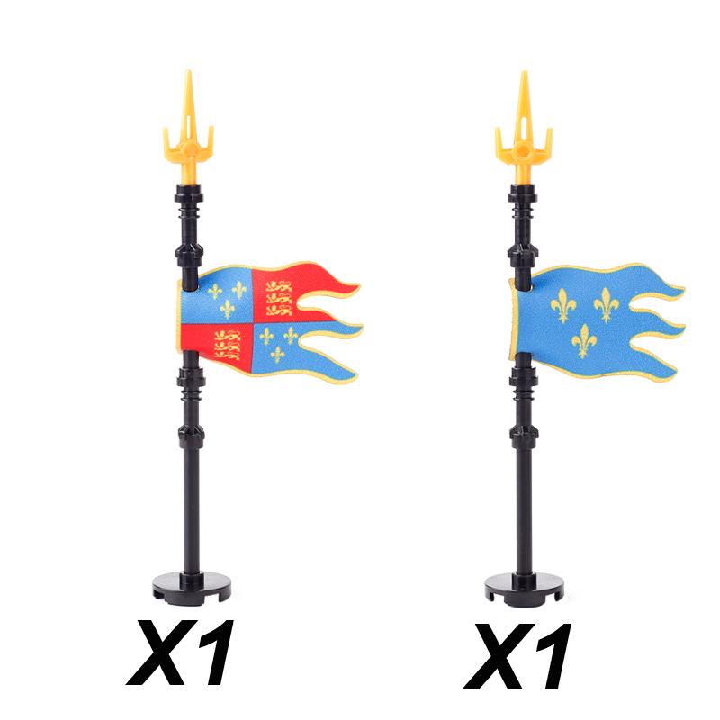 Middle Ages Empire Flag Pole Building Blocks Military Castle Lion Teutonic Knight Soldier Figures Roman Warrior Sheild Brick Toy