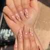 24Pcs Love Ballerina Press On Nails Set Full Cover Artificial Fake Nails Professional Adhesive Free False Nail Art