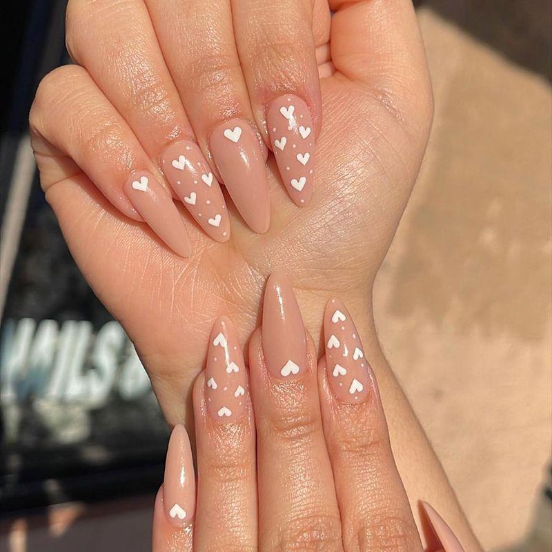 24Pcs Love Ballerina Press On Nails Set Full Cover Artificial Fake Nails Professional Adhesive Free False Nail Art