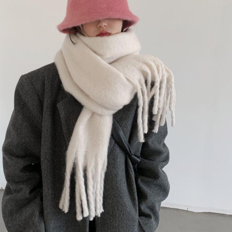 2026 Women's Scarf Winter Warm Thick Shawl Wraps Fashion Solid Color Pashmina Muffler Long Tassel Hijab Stoles Bufanda Cashmere