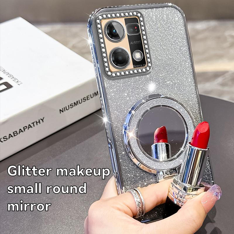 For OPPO Reno 12 12F 13F Luxury Magnetic Plating Stand Shockproof Glitter Phone Case For OPPO Reno 12 Bling Cover Reno 13F Cases