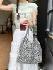 Stylish Vintage Leopard Print Corduroy Shoulder Bag Spacious Tote For Daily Use