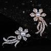 European Bow Pearl Brooch Pin Metal Diamond Crystal Flower Brooch Wedding Accessories