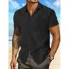 Short Sleeve Shirt for Men Summer New Fashion Casual Simple Style Cotton Linen Beach Style Solid Color Male Button Up