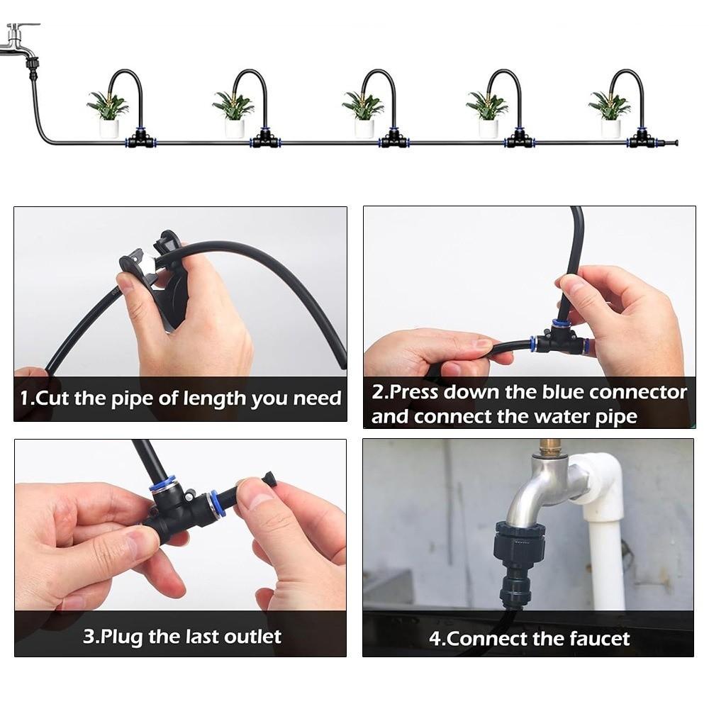 5Pcs Adjustable Irrigation Sprinkler Kit Quick Connect Misting Cooling System Greenhouse