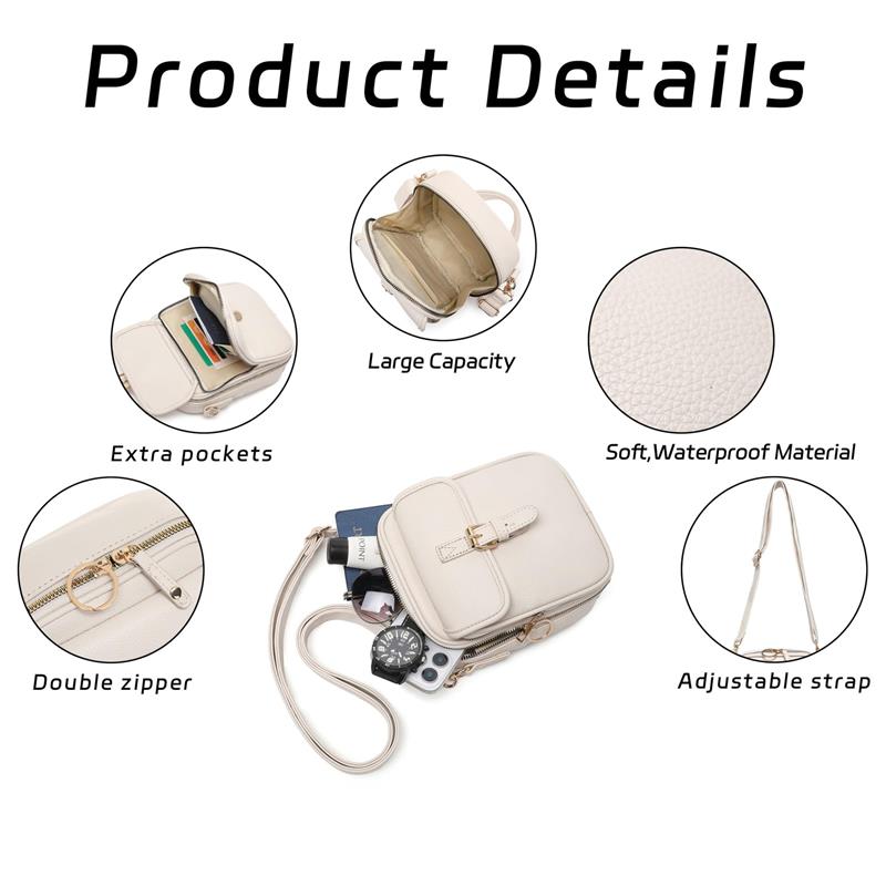 Women's PU Crossbody Bag Multifunctional Large Capacity Purse with Multiple Slots and Pockets