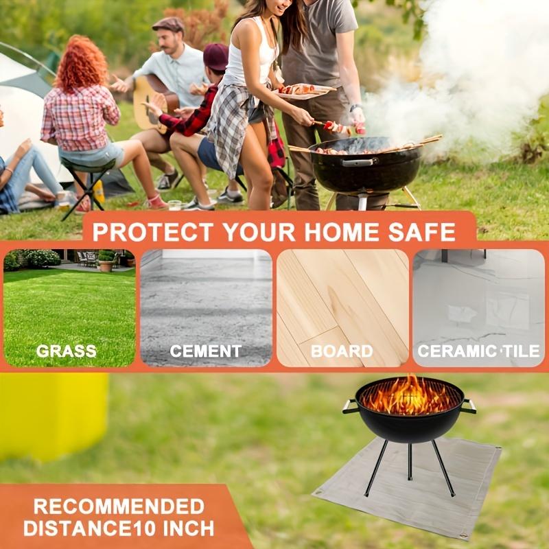 Fire Retardant BBQ Mat Reusable Fiberglass Fire Pit Mats Anti-Scald Protective Cover for Outdoor Picnic Camping Flame Carpet