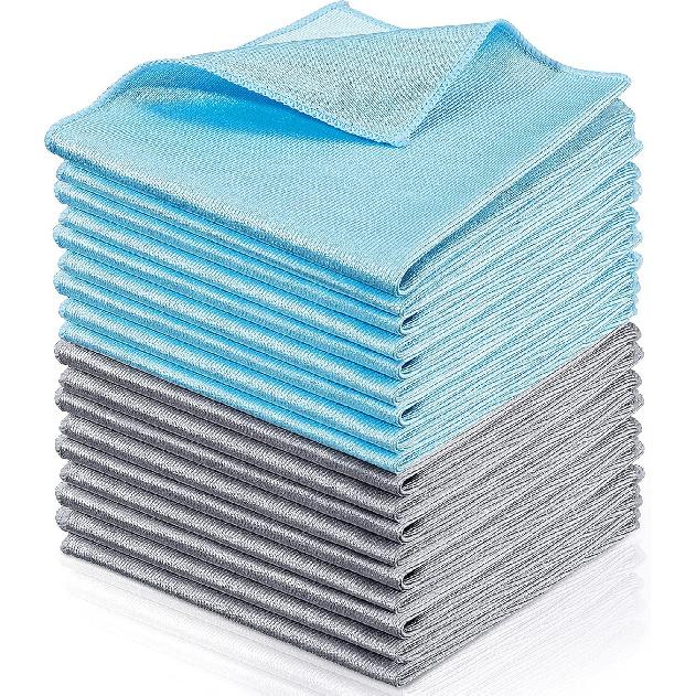 Tatuo 18 Pcs Microfiber Cloth Glass Cleaning Polishing Cloths (16 X 16) Microfiber Cloth for Glasses Reusable Cleaning Towels for Windows Windshields