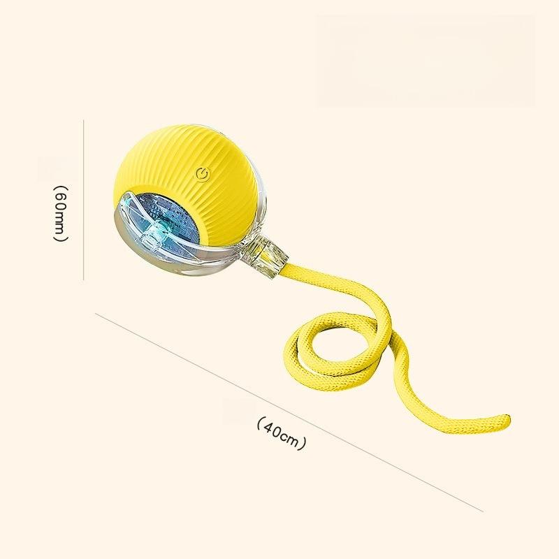 Smart Electric Cat Ball Toy Automatic Rolling Interactive Kitten Teaser Ball with Rope Tail USB Rechargeable Motion Activated Self Play Pet Supplies