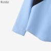 ZANZEA Women Casual Round Neck Long Sleeve Loose Patchwork Blouse