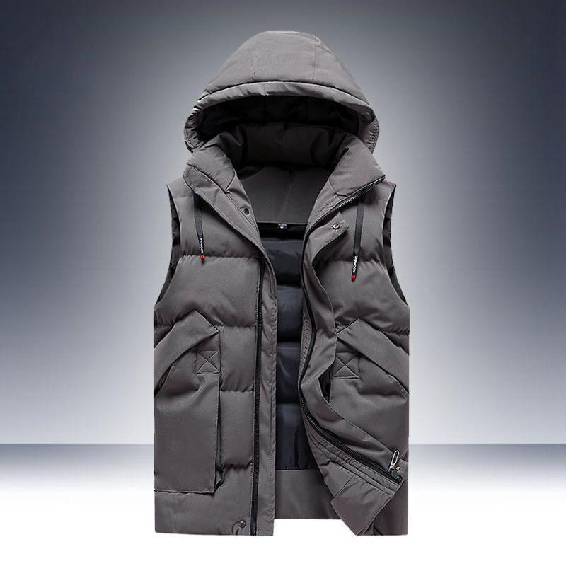 Pánská vesta Slim Fit s kapucí Pěkná bavlněná bunda tílko Módní a teplá vesta