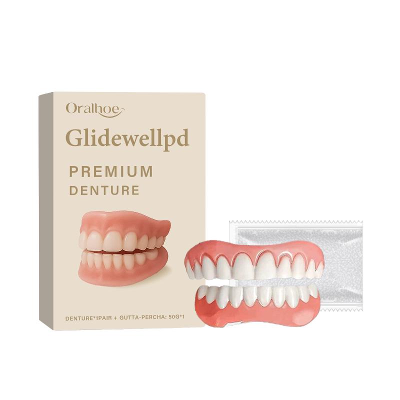 1 Set Safe Silicone Upper & Lower Veneers Full Denture Fake Teeth Perfect Laugh Veneers Dentures Paste Fake Teet For Women Men