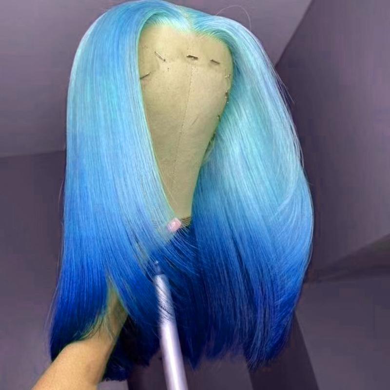 13x4 Ombre Pink Wig Layered Cut Silky Straight Synthetic Lace Front Wig for Women Heat Resistant Synthetic Hair Daily Use