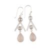 Rare Rose Quartz Gemstone 925 Sterling Silver Jewelry Handcrafted Earrings2.4" EE-86-22