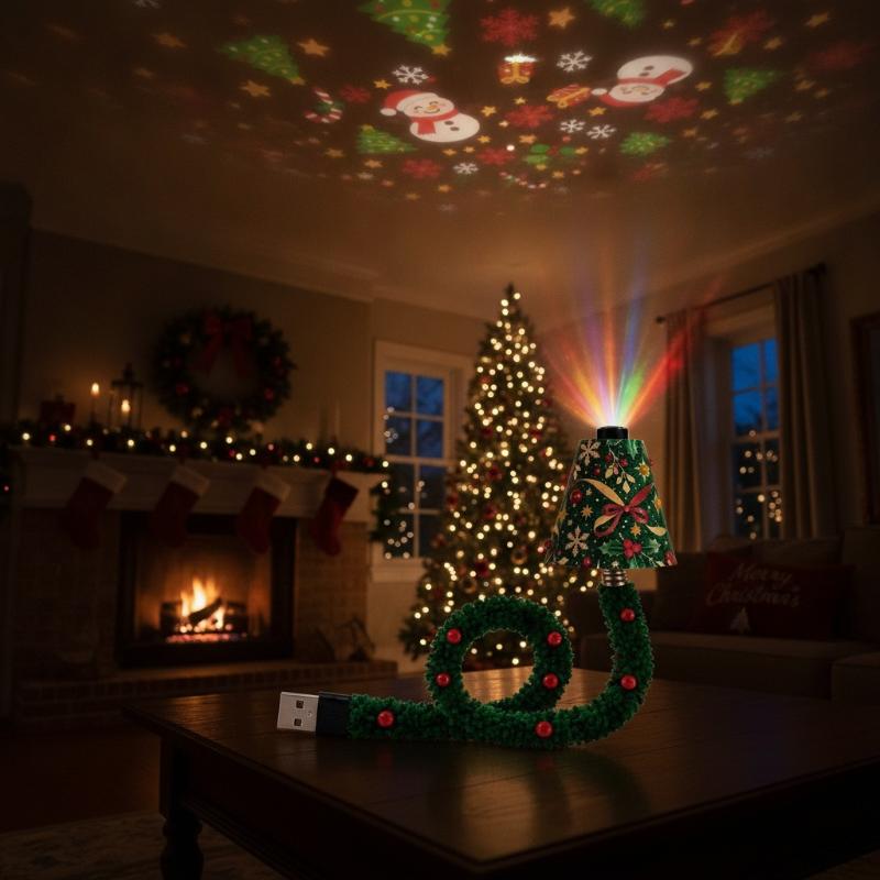 Christmas Projector Light Plug and Play LED Night Light with 6+ Patterns for Home Holiday Party Decoration