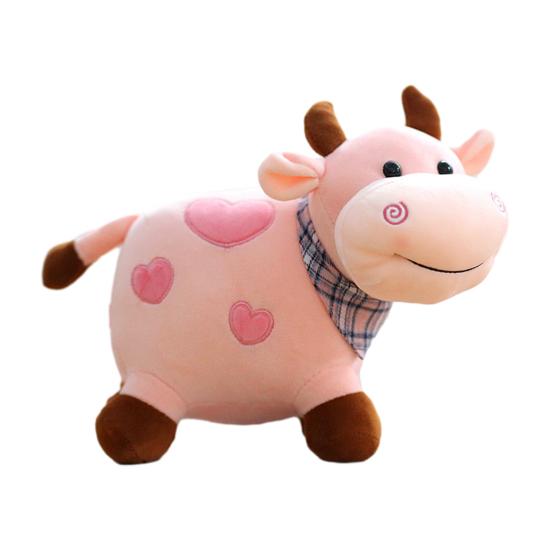 

Lying Down Cow Plush with Scarf Colorful Spots Soft Stuffed Animal Wedding Celebration Gift And Home Decor