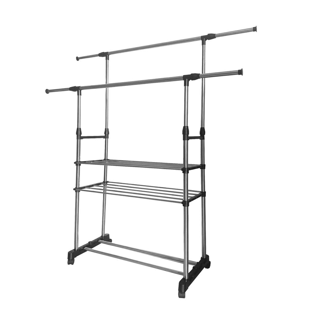 Nyana Home Maxi Coat Rack with Wheels 155x79x42 Cm Clothes Hanger and Organization 2 Heights